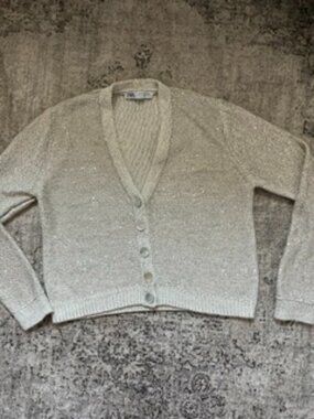 🧡3/$15 ZARA V-Neckline Sparkling Cardigans Women's M